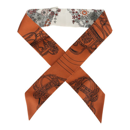 Hermes "Brides de Gala En Fleur" Cuir Multi Silk Twilly Pair