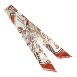 Hermes "Bouquets Sellier" Blanc, Alezan and Etoupe Multi Silk Twilly Pair - Thumbnail View 2