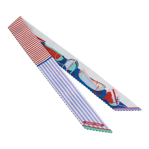 Hermes "Thalassa" Marine, Violet & Rouge Multi Cotton Twilly Pair