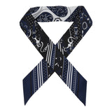 Hermes "Festival Des Amazones" Blanc, Black and Marine Multi Silk Twilly Pair