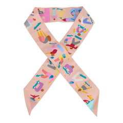 Hermes "Figures Libres" Rose Poudre and Blue Multi Silk Twilly Pair