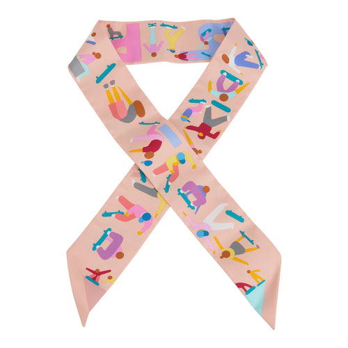 Hermes "Figures Libres" Rose Poudre and Blue Multi Silk Twilly Pair