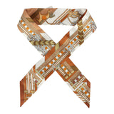 Hermes "Brides Et Gris-Gris" Caramel, Blanc & Bronze Multi Silk Twilly