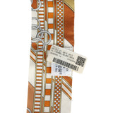 Hermes "Brides Et Gris-Gris" Caramel, Blanc & Bronze Multi Silk Twilly