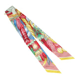 Hermes "Danse Pacifique" Vieux, Rose, Bleu and Vert Multi Silk Twilly