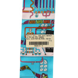 Hermes "La Maison Des Carres" Bleu Azur, Marine and Rose Indien Multi Silk Twilly