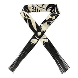 Hermes "Bouquet Final" Cream and Black Fringe Silk Twilly
