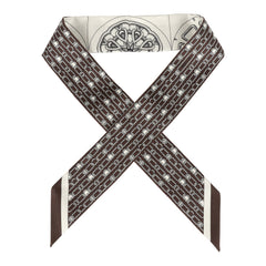 Hermes "L' Effet Kaleidoscope" Blanc, Anthracite and Marron Multi Silk Twilly Pair