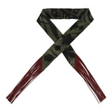 Hermes "Bouquet Final" Vert Loden and Black Fringe Silk Twilly