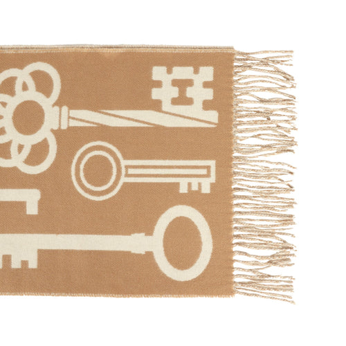 Hermes Casaque "Echarpe Porte-Clefs" Camel, White and Beige Muffler Cashmere Scarf