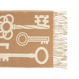 Hermes Casaque "Echarpe Porte-Clefs" Camel, White and Beige Muffler Cashmere Scarf