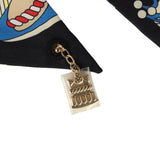 Hermes "La Patisserie Francaise" Black, White and Bleu Silk Charm Twilly