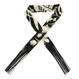 Hermes "Bouquet Final" Cream and Black Fringe Silk Twilly