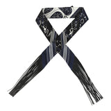 Hermes "Festival des Amazones" Marine, White and Black Fringe Twilly