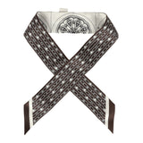 Hermes "L' Effet Kaleidoscope" Blanc, Anthracite and Marron Multi Silk Twilly Pair