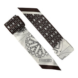 Hermes "L' Effet Kaleidoscope" Blanc, Anthracite and Marron Multi Silk Twilly Pair