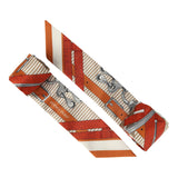 Hermes "Mors A Jouets Chemise" Orange Cuit, Beige and Corail Multi Silk Twilly Pair