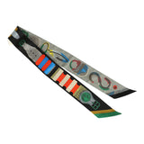 Hermes "Inventaire Poetique De Brides A Bloc" Black, Vert, Rouge Multi Silk Twilly Pair