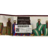 Hermes "Les Sangles" Forever Vert, Miel and Rouge Multi Silk Twilly Pair