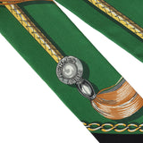 Hermes "Cavalcades" Vert and Dore Multi Silk Twilly