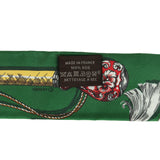Hermes "Cavalcades" Vert and Dore Multi Silk Twilly