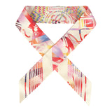 Hermes "Ex-Libris Marble" Blanc, Bleu, Rose Multi Silk Twilly