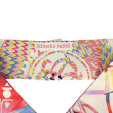 Hermes "Ex-Libris Marble" Blanc, Bleu, Rose Multi Silk Twilly