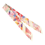 Hermes "Ex-Libris Marble" Blanc, Bleu, Rose Multi Silk Twilly