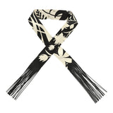 Hermes "Bouquet Final" Cream and Black Fringe Silk Twilly