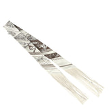Hermes "Festival des Amazones" Craie, Brun Silk and Leather Fringe Twilly