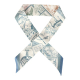 Hermes "Le Philateliste Du Faubourg" Bleu Moyen and Blanc Multi Silk Twilly Pair