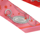 Hermes "C'est La Fete" Rose Bon Bon, Orange Multi Silk Twilly Pair