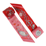 Hermes "C'est La Fete" Rose Bon Bon, Orange Multi Silk Twilly Pair