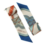 Hermes "Grand Apparat" Creme, Bleu, Terracotta Multi Silk Twilly Pair