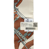 Hermes "Grand Apparat" Creme, Bleu, Terracotta Multi Silk Twilly Pair