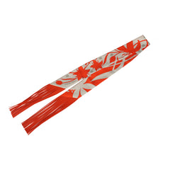 Hermes "Bouquet Final" Gris Perle and Vermillon Fringe Silk Twilly