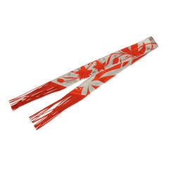 Hermes "Bouquet Final" Gris Perle and Vermillon Fringe Silk Twilly