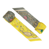 Hermes "C'est La Fete" Jaune Vif, Vert, Gris Multi Silk Twilly Pair