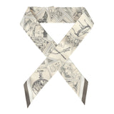 Hermes "Le Philateliste Du Faubourg" Parchemin and Graphite Multi Silk Twilly Pair