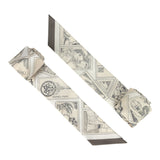 Hermes "Le Philateliste Du Faubourg" Parchemin and Graphite Multi Silk Twilly Pair