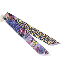 Hermes "Under the Waves" Mauve, Marine and Jaune Silk Twilly Pair