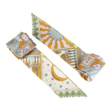 Hermes "Objets De Curiosite" Gris Bleute, Miel Multi Silk Twilly Pair