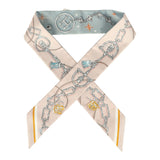 Hermes "C'est La Fete" Rose, Bleu Glacier Multi Silk Twilly Pair