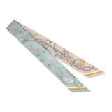 Hermes "C'est La Fete" Rose, Bleu Glacier Multi Silk Twilly Pair