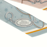 Hermes "C'est La Fete" Rose, Bleu Glacier Multi Silk Twilly Pair