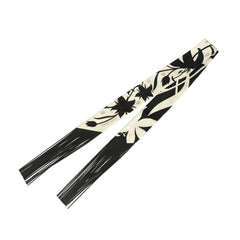 Hermes "Bouquet Final" Cream and Black Fringe Silk Twilly