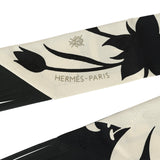 Hermes "Bouquet Final" Cream and Black Fringe Silk Twilly - Thumbnail View 3