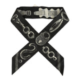 Hermes "Inventaire Poetique De Brides A Bloc" Gris, Creme and Black Multi Silk Twilly - Thumbnail View 1