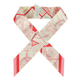 Hermes "Le Philateliste Du Faubourg" Rose and Rouge Multi Silk Twilly Pair - Thumbnail View 1
