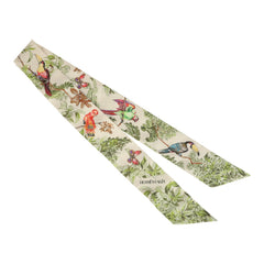 Hermes "Equateur" Creme, Vert Multi Silk Twilly